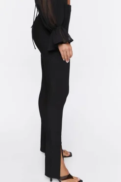 High-Rise Split Slim-Fit Pants