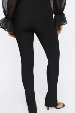 High-Rise Split Slim-Fit Pants