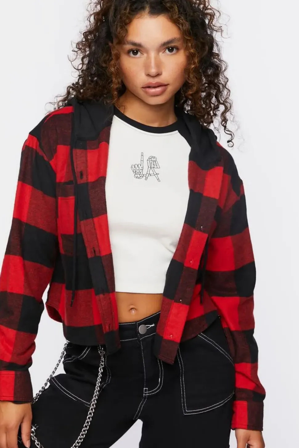 Hooded Combo Flannel Shirt