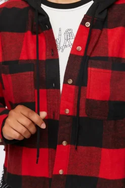Hooded Combo Flannel Shirt