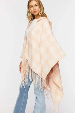 Hooded Plaid Poncho