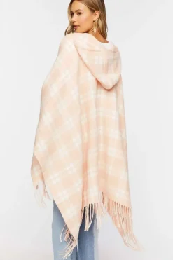 Hooded Plaid Poncho