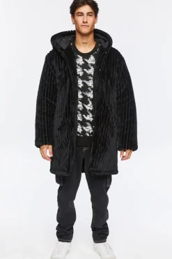 Hooded Plush Longline Coat