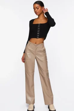Hook-And-Eye Long-Sleeve Crop Top