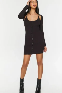 Hook-And-Eye Mini Dress & Shrug Set