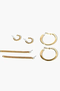 Hoop & Chain Drop Earring Set