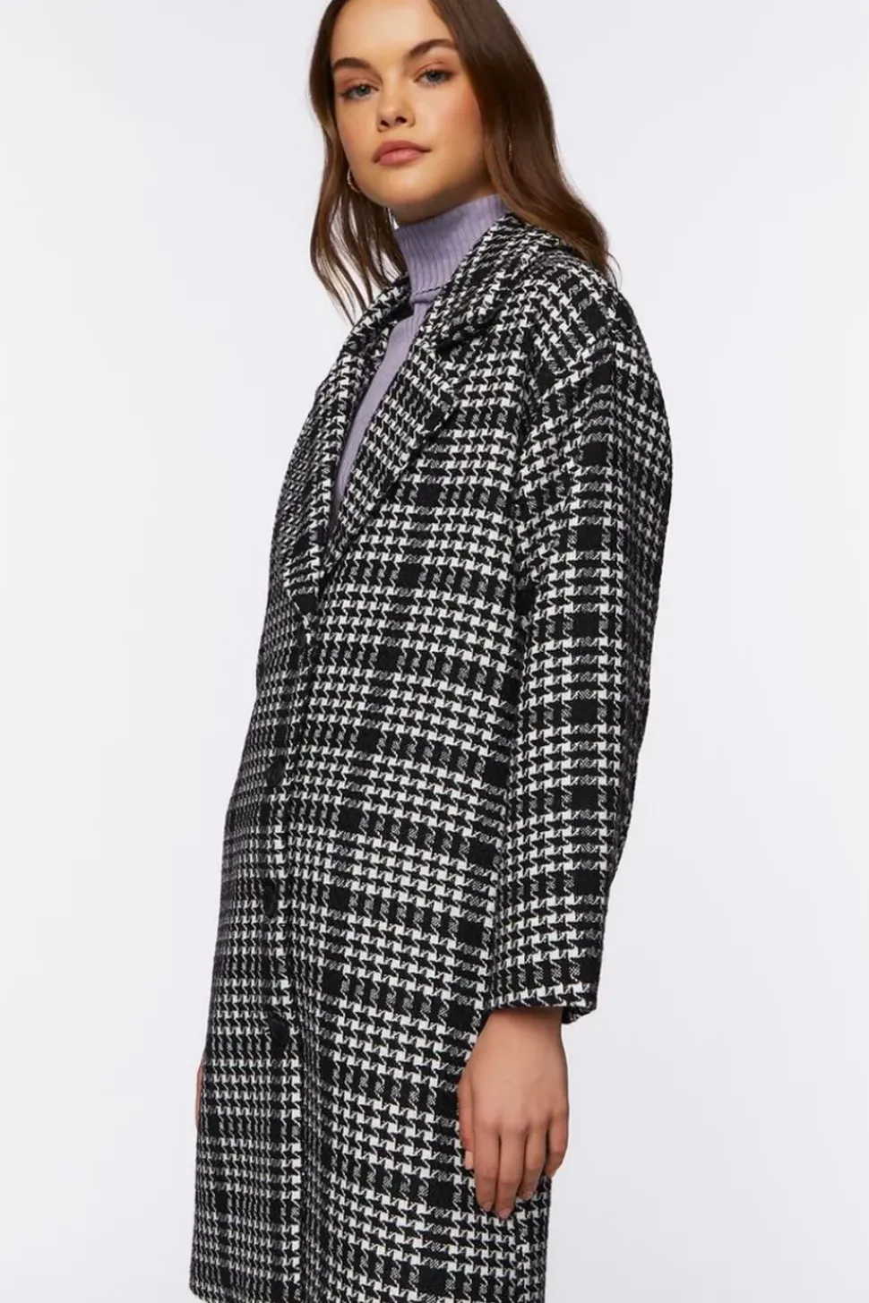 Houndstooth Button-Front Coat