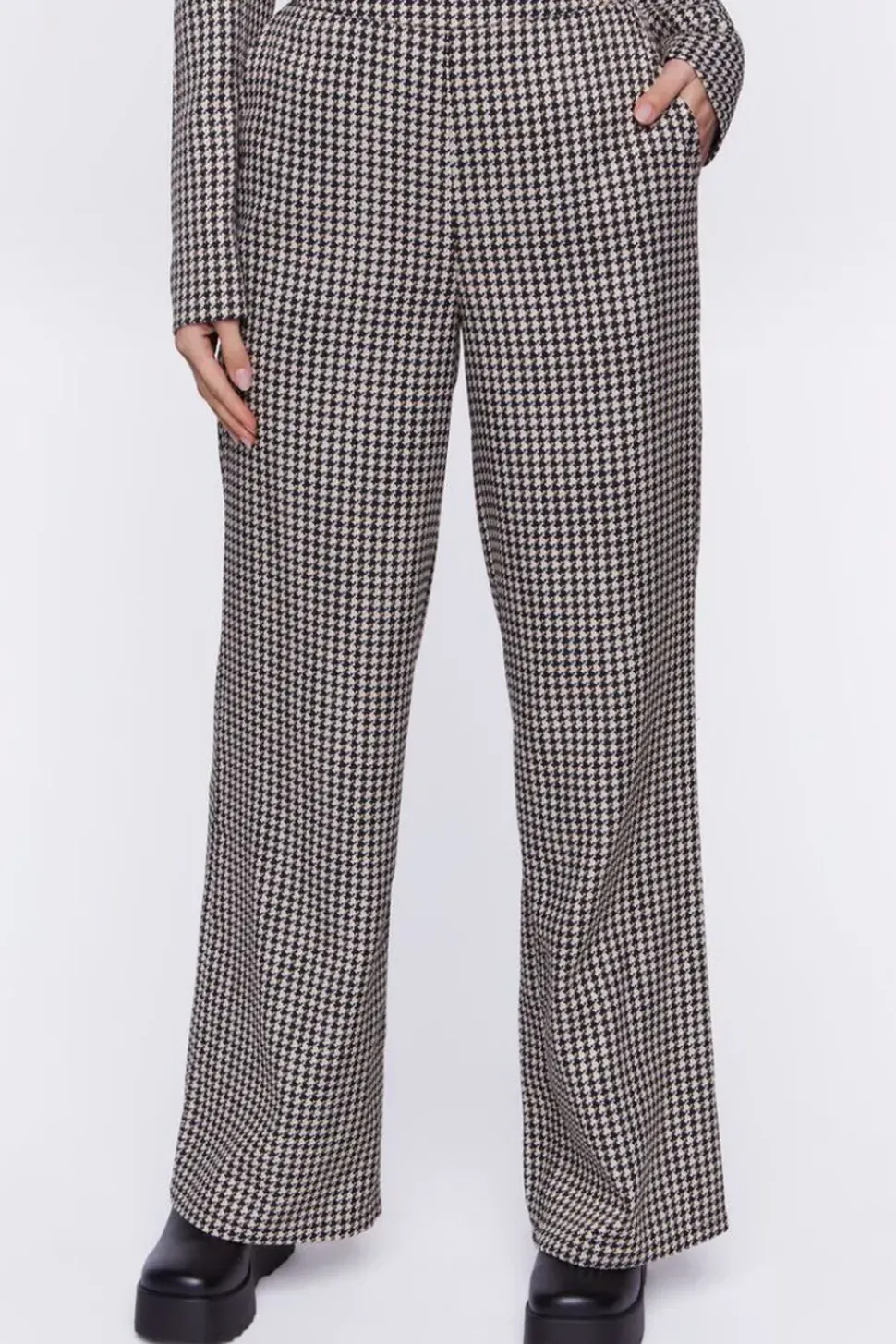 Houndstooth High-Rise Trousers