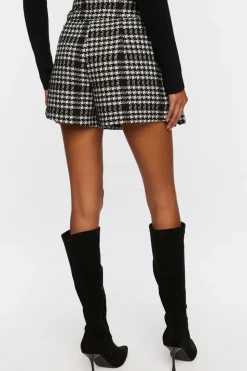 Houndstooth Pleated Tweed Skort