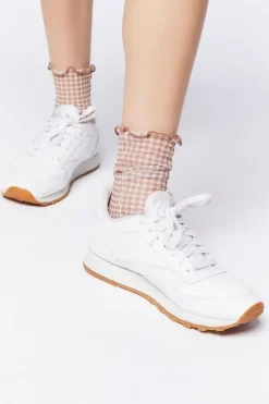 Houndstooth Print Crew Socks