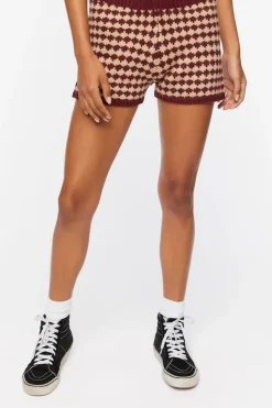 Houndstooth Sweater-Knit Shorts