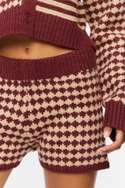 Houndstooth Sweater-Knit Shorts