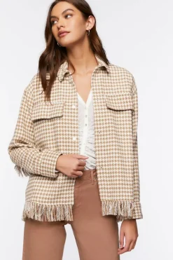 Houndstooth Tassel-Trim Jacket