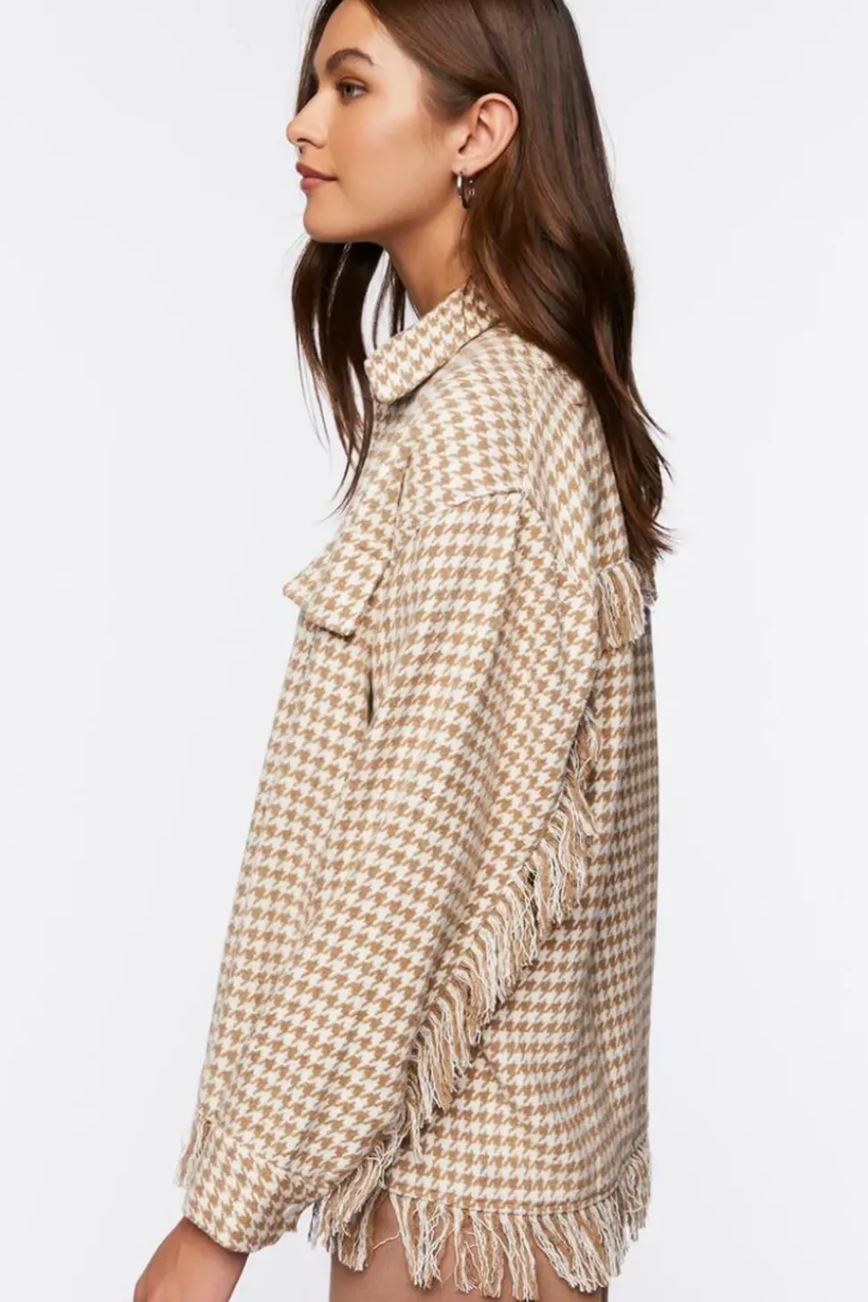 Houndstooth Tassel-Trim Jacket