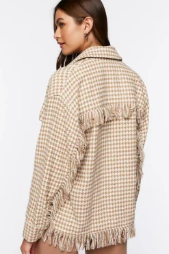 Houndstooth Tassel-Trim Jacket