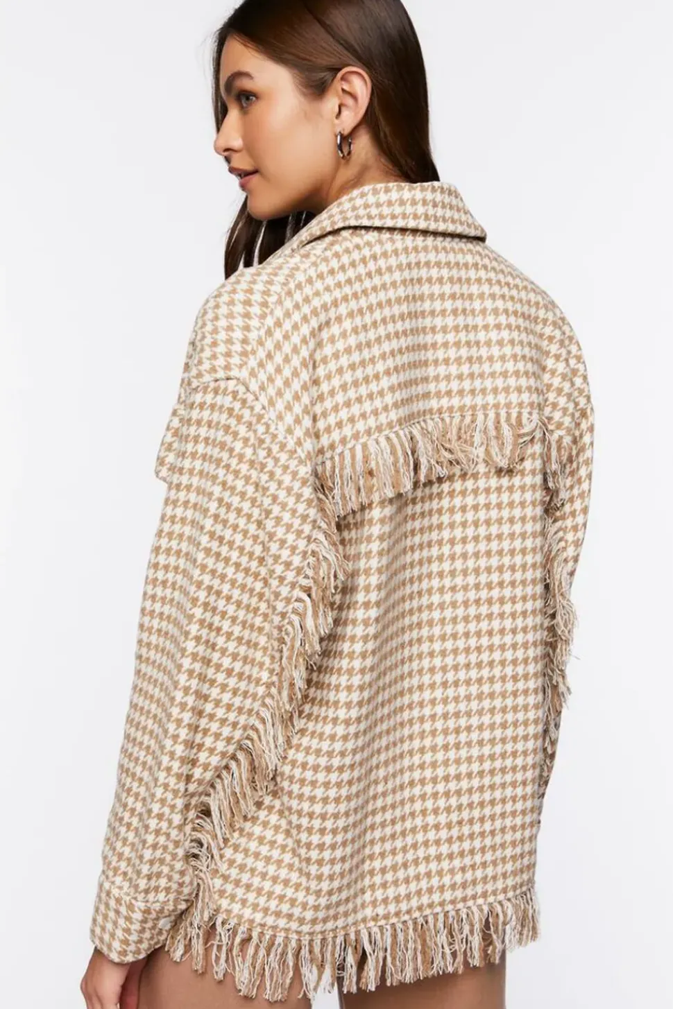 Houndstooth Tassel-Trim Jacket