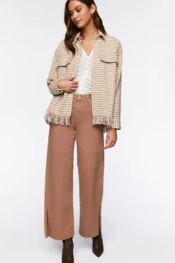 Houndstooth Tassel-Trim Jacket