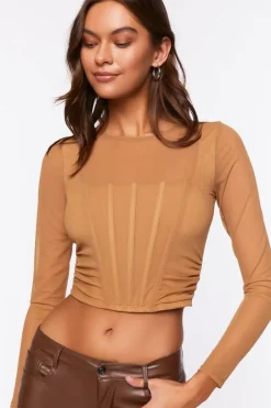 Illusion Neckline Corset Crop Top
