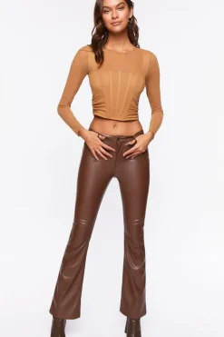 Illusion Neckline Corset Crop Top