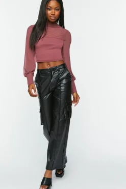 Illusion Neckline Crop Top