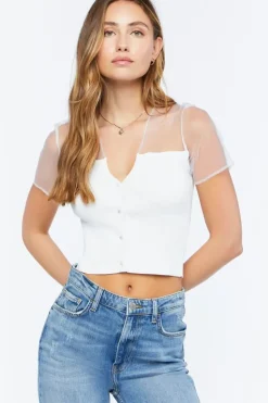 Illusion Sweater-Knit Crop Top