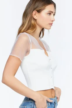 Illusion Sweater-Knit Crop Top