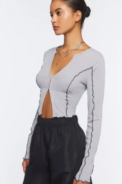Inverse Seam Split-Hem Crop Top