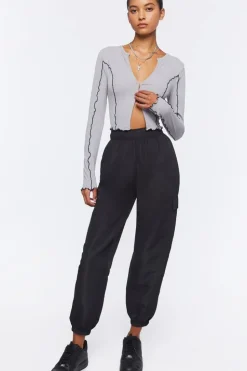 Inverse Seam Split-Hem Crop Top