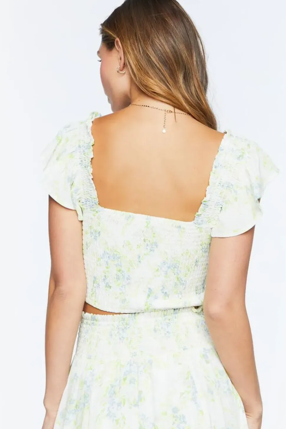 Inverted Floral Print Crop Top