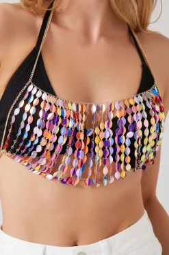 Iridescent Disc Halter Bralette