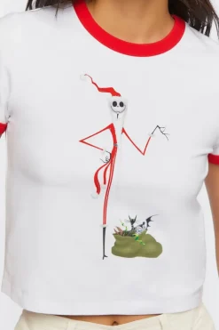 Jack Skellington Graphic Ringer Cropped Tee