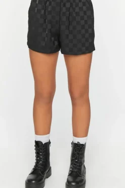 Jacquard Checkered Mid-Rise Shorts