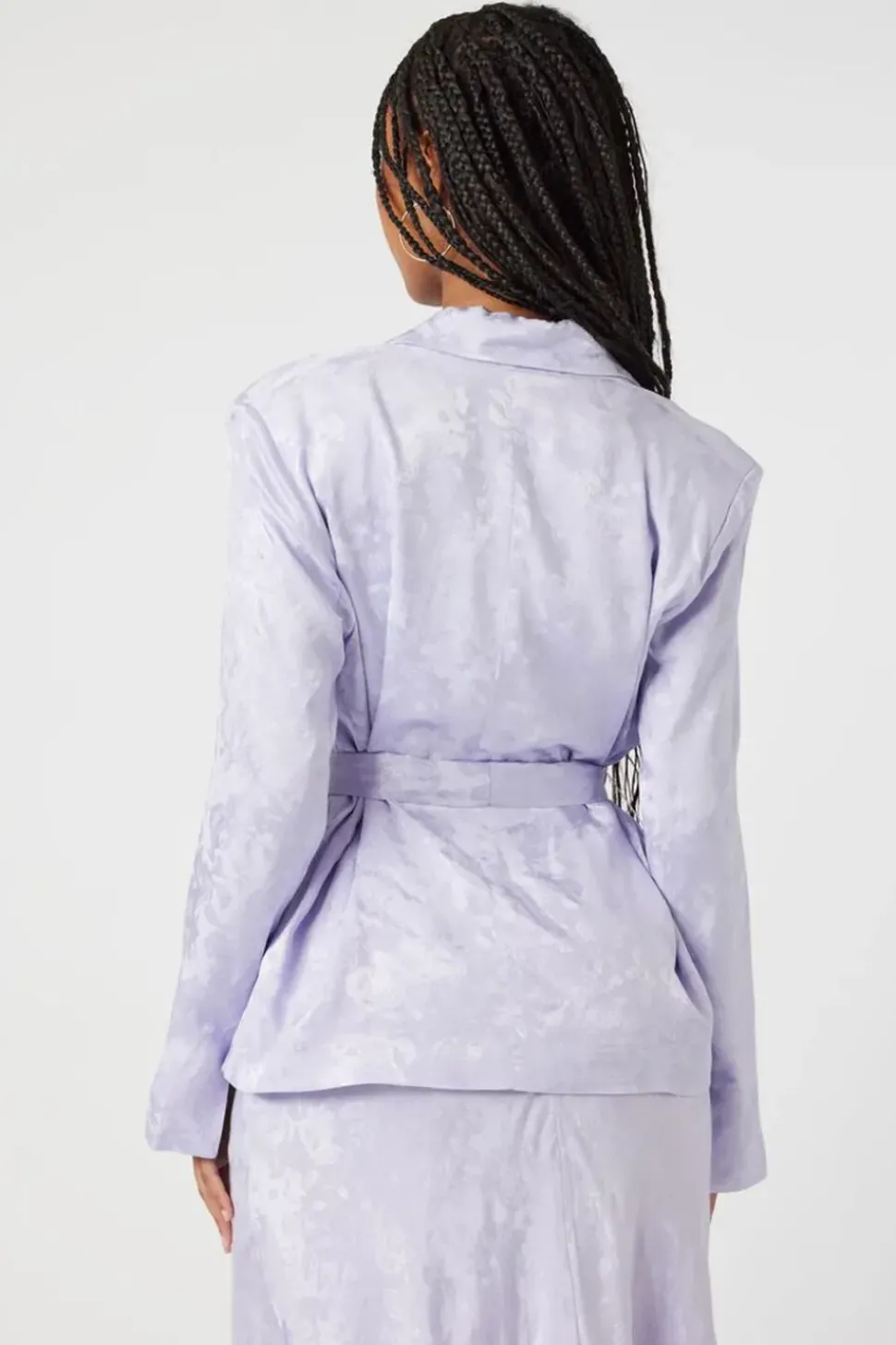 Jacquard Satin Belted Blazer