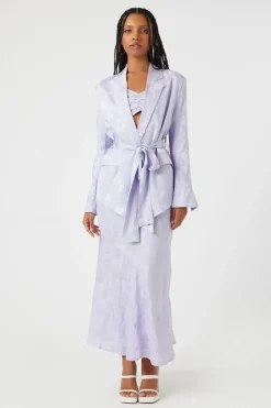 Jacquard Satin Belted Blazer