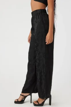 Jacquard Satin Wide-Leg Pants