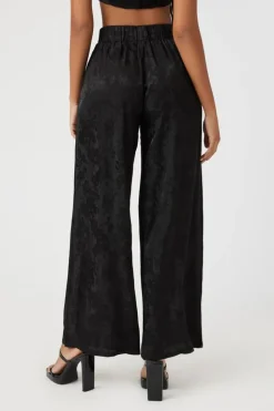 Jacquard Satin Wide-Leg Pants