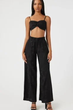 Jacquard Satin Wide-Leg Pants