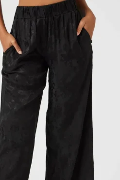 Jacquard Satin Wide-Leg Pants