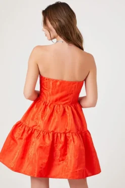 Jacquard Strapless Mini Dress