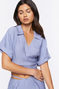 Jacquard Wrap Crop Top