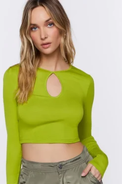 Keyhole Long-Sleeve Crop Top