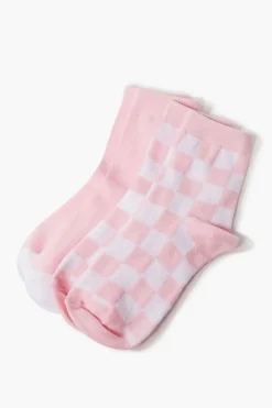 Kids Checkered Crew Sock Set - 2 Pack (Girls + Boys)