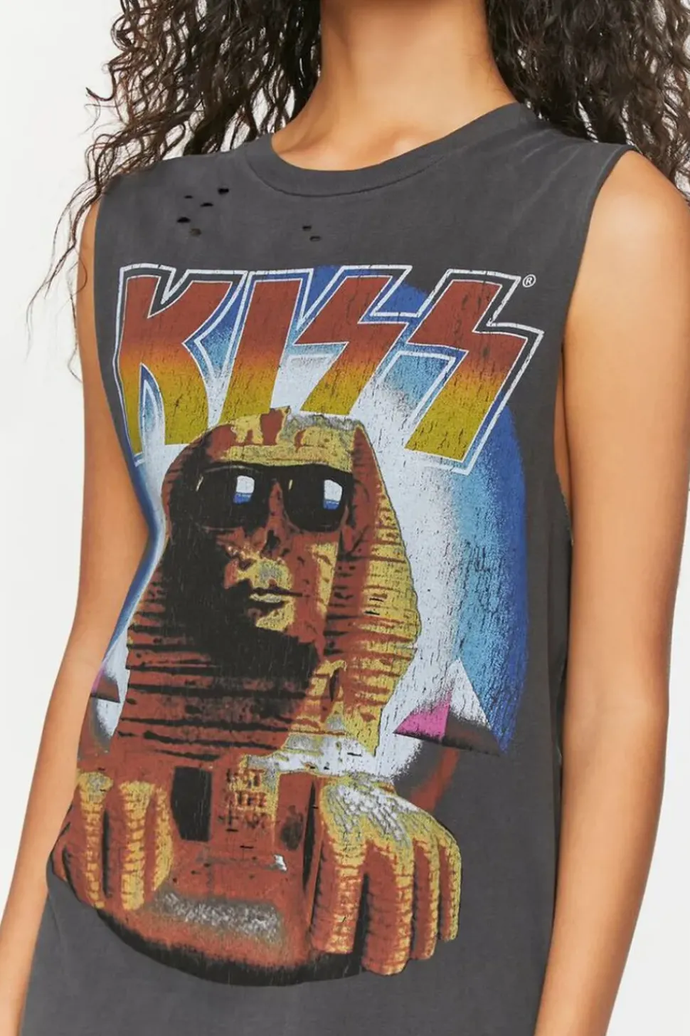 Kiss Distressed Graphic T-Shirt Dress