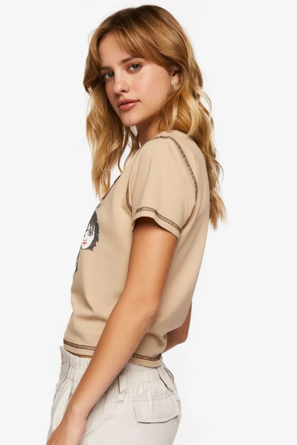 Kiss X Emoji Rhinestone Graphic Baby Tee