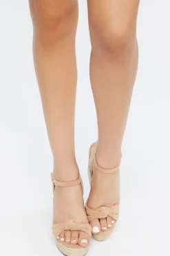 Knotted Espadrille Platform Wedges