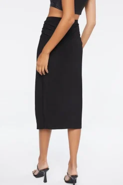 Knotted High-Rise Midi Skirt