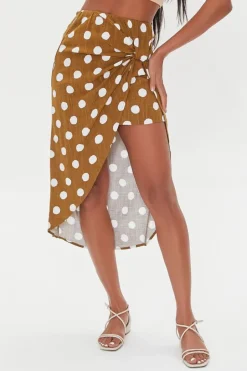 Knotted Polka Dot Midi Skirt