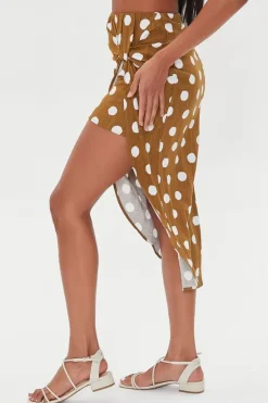 Knotted Polka Dot Midi Skirt