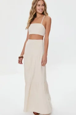 Lace-Back Cropped Cami & Skirt Set