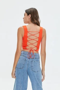 Lace-Back Crop Top